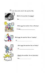 English worksheet: whats the weather like?