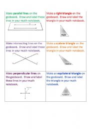 English worksheet: Geoboard Task Cards