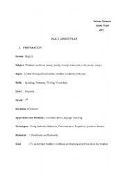 English worksheet: lesson plan