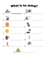 English worksheet: What is he doing?