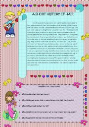 English Worksheet:  A Short History of Hair