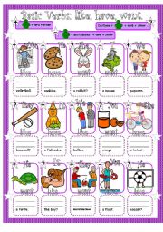 English Worksheet: Basic Verbs (Have, Like, Want) in the Simple Present: Affirmative, Negative and Interrogative