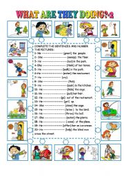 English Worksheet: WHAT ARE THEY DOING?-2