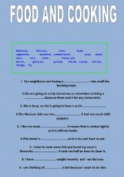 English worksheet: FOOD AND COOKING- Vocabulary and phrases