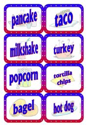 English Worksheet: American Food - Speaking / Matching / Memory Cards 2/2