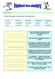 English Worksheet: Football Vocabulary (To complement FIFA World Cup ws)