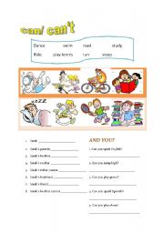 English Worksheet: can/cannot