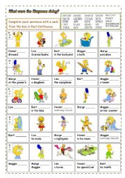 English Worksheet: WHAT WERE THE SIMPSONS DOING?