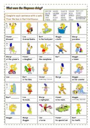 English Worksheet: WHAT WERE THE SIMPSONS DOING?