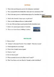 Cultural Quiz - Australia and N. Zealand