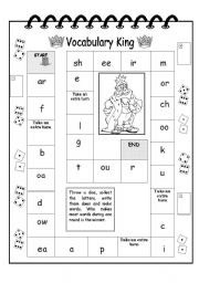 English Worksheet: Vocabulary King Game