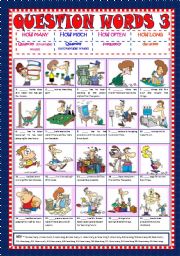 English Worksheet: QUESTION WORDS (+KEY) - FULLY EDITABLE