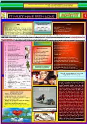 English Worksheet: IT MUST HAVE BEEN LOVE - ROXETTE - ONE PAGE (FULLY EDITABLE)