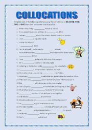 English Worksheet: collocations