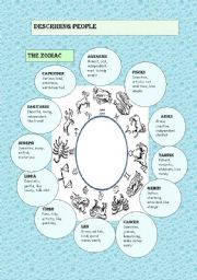 English Worksheet:  the zodiac