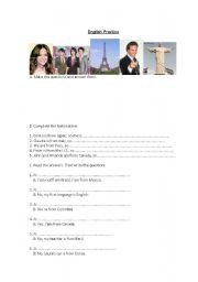 English Worksheet: Where are you from?