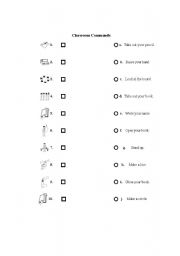 English Worksheet: Classroom Commands