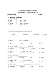 English worksheet: basic test