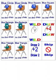 English Worksheet: UNO Shapes, Colors and Prepositions