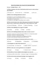 English Worksheet: Science Test