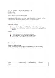 English Worksheet: lesson plan for first writing class