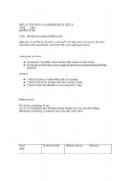 English worksheet: lesson plan for first writing class