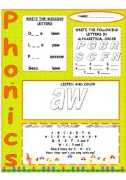 English Worksheet: phonics aw