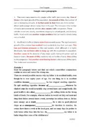 English Worksheet: writing:sample cause paragraph and exercise