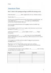 English Worksheet: American Teen