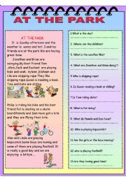 English Worksheet: Present Continuous Tense reading text