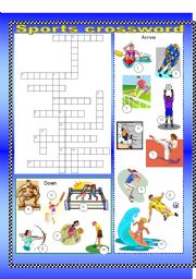 English Worksheet: Sports crossword