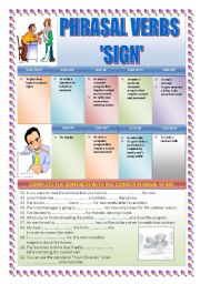 English Worksheet: PHRASAL VERBS: SIGN