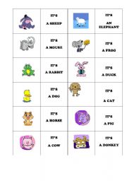 English Worksheet: Animals Domino Game
