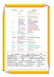 English Worksheet: prepositions of time