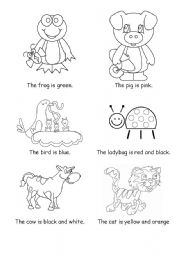 English Worksheet: Animals and Colours