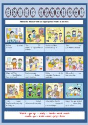English Worksheet: daily routines