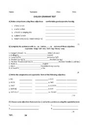 English Worksheet: TEST ON COMPARATIVES AND SUPERLATIVES