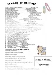 English Worksheet: so that incase had better