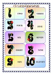 Numbers 1-20 Domino