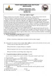 English Worksheet: IInd Term 3rd English Examination for Anatolian High School Class 11 (Language Classes) 