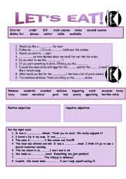 English Worksheet: LETS EAT!