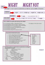 English Worksheet: MIGHT/ MIGHT NOT