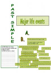 English Worksheet: PAST SIMPLE- MAJOR LIFE EVENTS