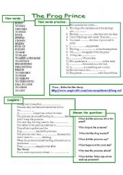 English Worksheet: The Frog Prince 