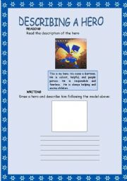 English Worksheet: DESCRIBING A HERO