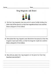 English Worksheet: Ring Magnets Science Lab