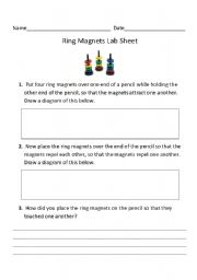 English worksheet: Ring Magnets Science Lab