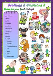 English Worksheet: feelings & emotions I - matching