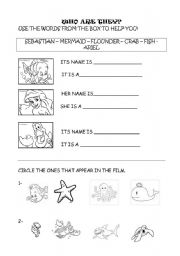 English Worksheet: The Little Mermaid Characters 