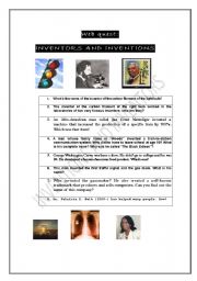 English Worksheet: WEB QUEST: AMERICAN INVENTIONS AND INVENTORS